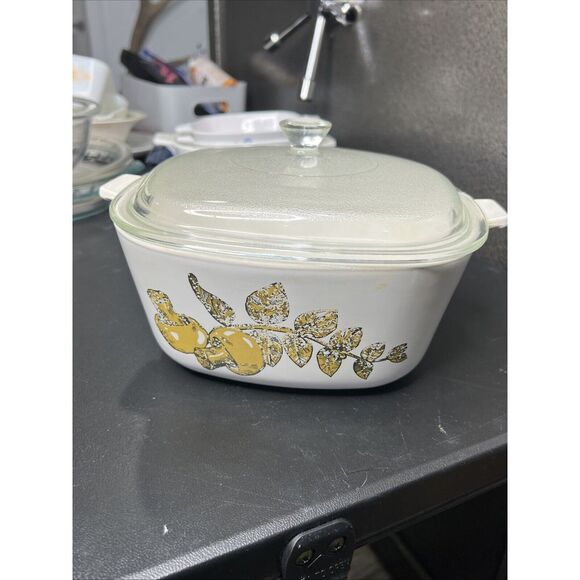 Moule à Pain Corning Ware Nature's Bounty P-315-B 2 Qt - Céramique 9x5x3 Blanc/jaune/noir